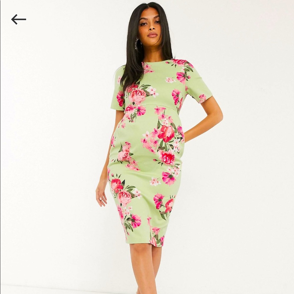 ASOS Maternity Floral Wiggle Dress SZ 2 4 Petite